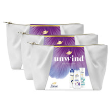 Load image into Gallery viewer, Dove Unwind Beauty Bag Gift Set - Anti-Stress Bodywash, Deodorant &amp; Lotion