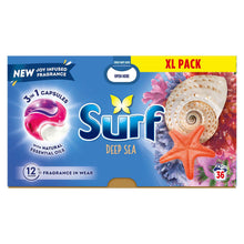 Load image into Gallery viewer, Surf 3 in 1 Laundry Washing Detergent Capsules Deep Sea, 36 Washes
