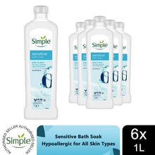 Load image into Gallery viewer, 6x Simple Kind to Skin Sensitive Bath Soak Hypoallergenic, 1L