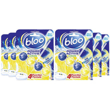Load image into Gallery viewer, Bloo Power Active Premium Scent Of Lemon Toilet Rim Block, 6 Pack of 50g