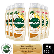 Load image into Gallery viewer, 6x Radox Mineral Therapy Feel Nourished Shower Cream Coconut &amp; Pineapple, 450ml