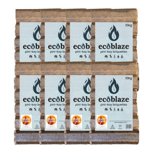 Load image into Gallery viewer, Ecoblaze Pini-Kay Wood 96 Briquettes 8x10 Kg Bag for Wood Burners &amp; Pizza Oven
