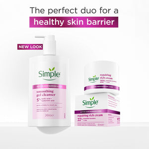 Simple Smooth+ Gel Facial Cleanser Softening Daily Face Wash 240ml, 3 Pack