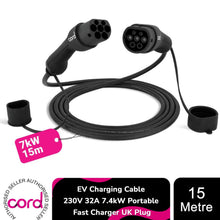 Load image into Gallery viewer, Cord 15m EV Charging Cable 230V 32A 7.4kW Portable Fast Charger UK Plug