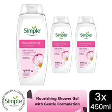 Load image into Gallery viewer, Simple Kind to Skin Nourishing Shower Cream 450ml, 3 Pk