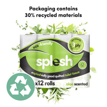 Load image into Gallery viewer, Splesh by Cusheen Quilted Luxury Aloe Vera 3 Ply Toilet Tissue Paper 36 Rolls