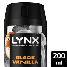 Load image into Gallery viewer, Lynx Fine Fragrance Collection Black Vanilla Body Spray Deodorant 200ml, 6 Pack