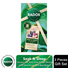 Load image into Gallery viewer, Radox Soak &amp; Sleep ShowerGel, BathSoak &amp; BathBomb Gift Set for Her w/ Wax Burner