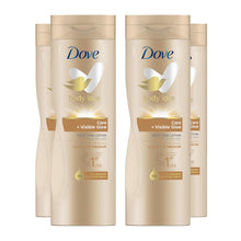 Load image into Gallery viewer, 4pk of 400ml Dove Visible Glow Self-Tan Lotion, Fair to Medium or Medium to Dark