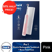Load image into Gallery viewer, Oral-B Pro 1 Electric Rechargeable Toothbrush 3 Modes with Travel Case, Pink