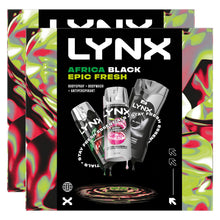 Load image into Gallery viewer, Lynx All Stars Gift Set, Africa Spray, Black Wash, Epic Fresh Deodorant Trio