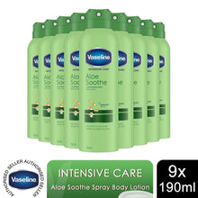 Load image into Gallery viewer, Vaseline Intensive Care Spray Body Moisturiser Aloe Soothe 190ml, 9 Pack