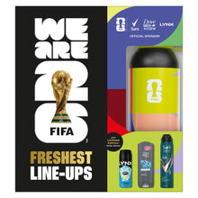 Load image into Gallery viewer, Freshest Line-Ups FIFA Gift Set for Him Body Wash, Spray &amp; Water Bottle