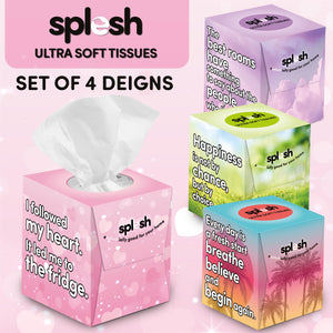 Splesh Ultra Soft Tissues 3-Ply Pack of 12 Cube Tissue Boxes, Total 672 Tissues