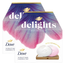 Load image into Gallery viewer, Dove Beauty Bar Delights Gift Set, Original &amp; Pink Soaps with Bamboo Tray