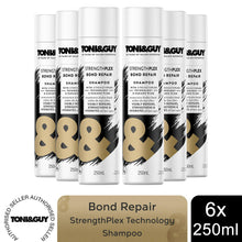 Load image into Gallery viewer, Toni &amp; Guy Bond Repair Shampoo with StrengthPlex Technology 250ml, 6 Pack
