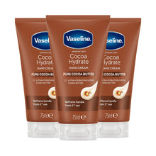 Load image into Gallery viewer, Vaseline Hand Cream Intensive Care Pure Cocoa Butter Cocoa Hydrate 75ml, 3 Pack