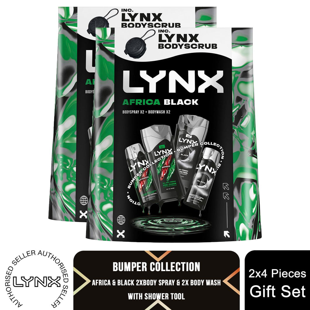 Lynx Africa & Black Bumper Gift Set, Daily Freshness Kit with Spray & Bodywash