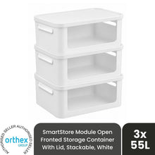 Load image into Gallery viewer, SmartStore Module 55L Open Front Storage Container With Lid, 3 Pack, White Boxes