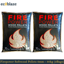 Load image into Gallery viewer, Firepower Wood Pellets 2x15kg Low Moisture 6mm Softwood Pellets for Pizza Oven