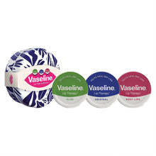 Load image into Gallery viewer, Vaseline Lip Treat Collection Gift Set Tin with Rosy Aloe Original Balm Trio