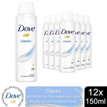 Load image into Gallery viewer, Dove Classic Fresh Anti-Perspirant Deo Spray for 48Hrs Protection 150ml, 12pk