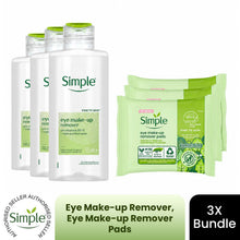 Load image into Gallery viewer, Simple Eye Make-Up Remover 125ml &amp; Remover Pads 3 Pack Bundle
