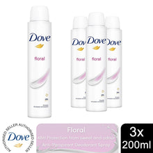 Load image into Gallery viewer, Dove Floral Anti-Perspirant with 48H Sweat Protection Deo for Women 200ml, 3pk