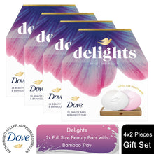 Load image into Gallery viewer, Dove Beauty Bar Delights Gift Set, Original &amp; Pink Soaps with Bamboo Tray
