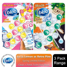 Load image into Gallery viewer, Bloo Power Active Toilet Rim Block 70s&amp;80s or 90s&amp;00s Spring Limited Edition
