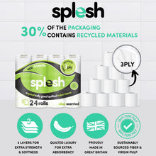 Load image into Gallery viewer, Splesh by Cusheen Quilted Luxury Aloe Vera 3 Ply Toilet Tissue Paper 24 Rolls