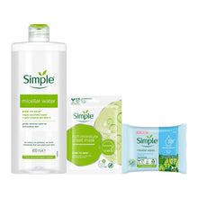 Load image into Gallery viewer, Simple Micellar Water Sheet Mask &amp; Biodegradable Wipes Bundle