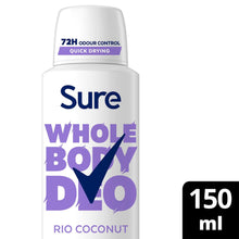 Load image into Gallery viewer, Sure Whole Body Deodorant Cream Rio Coconut with 72Hrs Odour Control 150ml, 6Pk