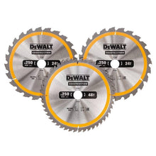 Load image into Gallery viewer, DEWALT DT1964 Construction Circular Saw Blade 3 Pack 305 x 30mm x 24T/48T/60T