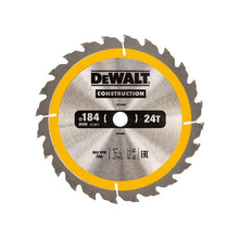 Load image into Gallery viewer, DEWALT Portable Construction Circular Saw Blade 184 x 16mm x 24T
