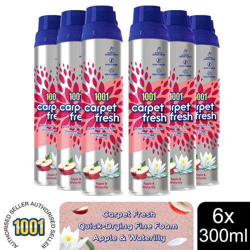 1001 Carpet Fresh Apple & Waterlily Upholstery Odour Remover Spray, 6x300ml