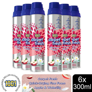 1001 Carpet Fresh Apple & Waterlily Upholstery Odour Remover Spray, 6x300ml
