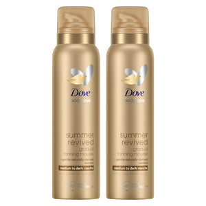 2pk of 150ml Dove Derma Spa Gradual Self-Tan Body Mousse Medium to Dark