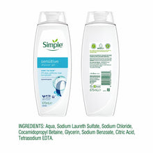Load image into Gallery viewer, Simple Kind to Skin Sensitive Shower Gel Body Wash 675ml, 3pk