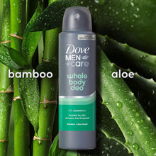Load image into Gallery viewer, Dove Men+Care Whole Body Deodorant Spray Bamboo&amp;Aloe 72H Odour Control 150ml,6pk