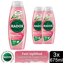 Load image into Gallery viewer, 3x Radox Shower Gel Feel Uplifted With Grapefruit &amp; Ginger Scent - 675 ml