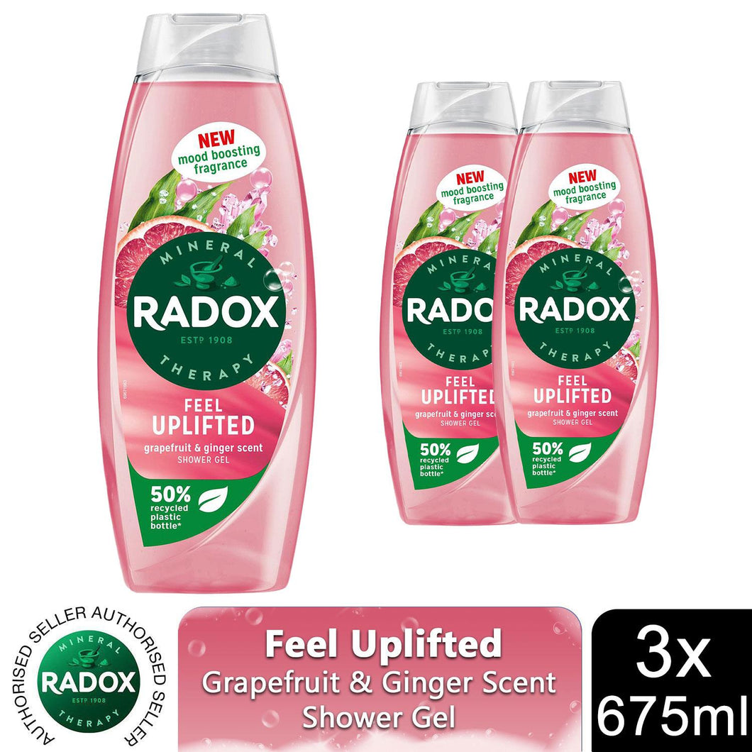 3x Radox Shower Gel Feel Uplifted With Grapefruit & Ginger Scent - 675 ml