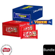 Load image into Gallery viewer, Nestle Chocolate Bar, KitKat 4 Finger 24x41.5g &amp; Yorkie Chunky Milk 24x46g