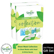 Load image into Gallery viewer, Simple Sheet Mask Collection 4 Pieces Gift Set for Her withHeas &amp; Wrist Bands