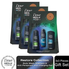 Load image into Gallery viewer, Dove Men+Care Restore Bath &amp; Body Collection Gift Set for Him w/ Charging Pad