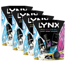 Load image into Gallery viewer, Lynx Gold, Excite &amp; Ice Chill Bath &amp; Body 3Pcs Gift Set for Him w/ Body Scrubber