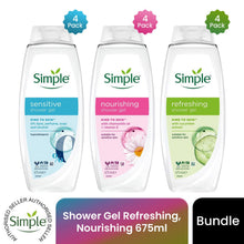Load image into Gallery viewer, Simple Shower Gel &amp; Shower Cream 675ml Multipack 12 Bottles