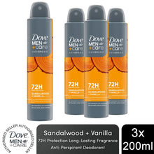 Load image into Gallery viewer, Dove Men+Care Advanced Deodorant Spray for 72Hrs Sweat Protection 200ml, 3 Pack