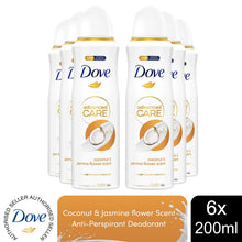 Load image into Gallery viewer, Dove Advanced Care Antiperspirant Deo Coconut &amp; Jasmine Flower Scent 200ml, 6pk