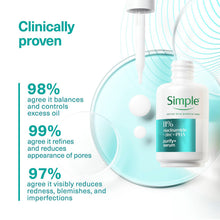 Load image into Gallery viewer, Simple Purify+ Niacinamide &amp; Zinc Face Serum 30ml 10 Pack, for Sensitive Skin
